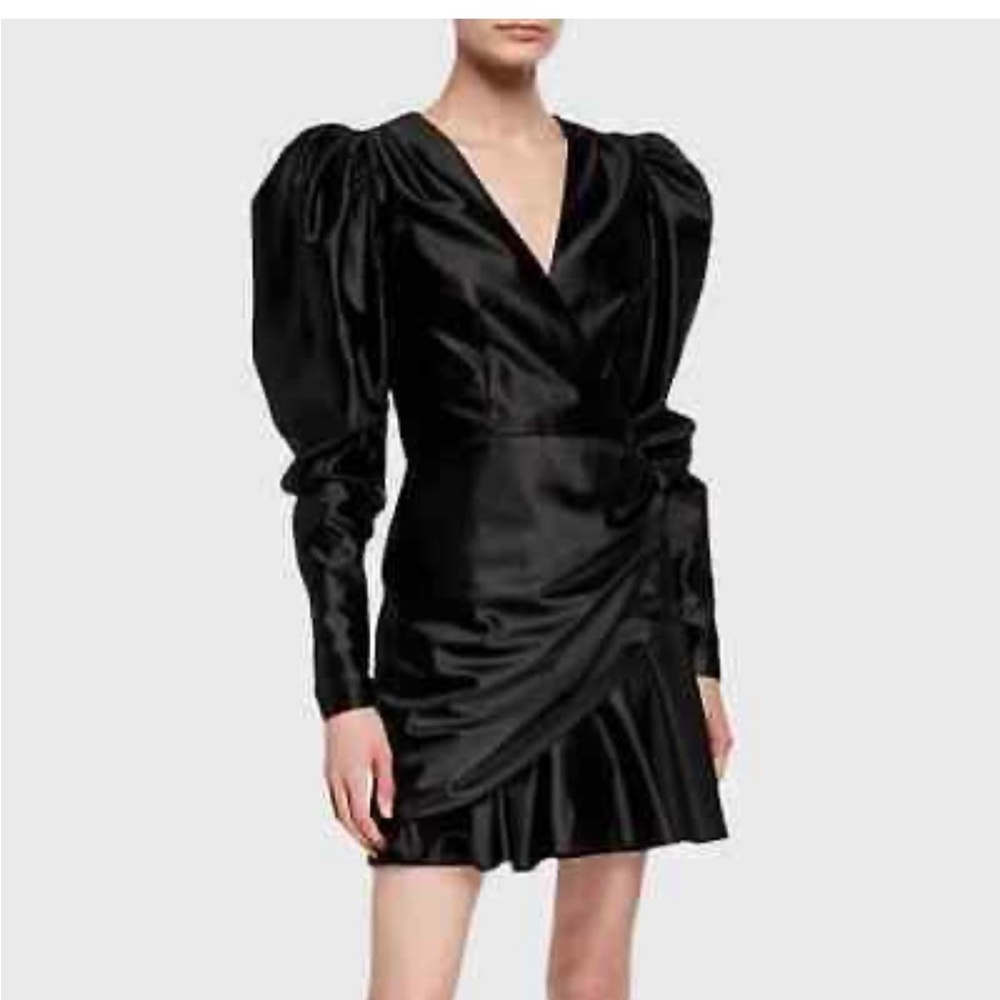 Rotate satin puff sleeve dress
